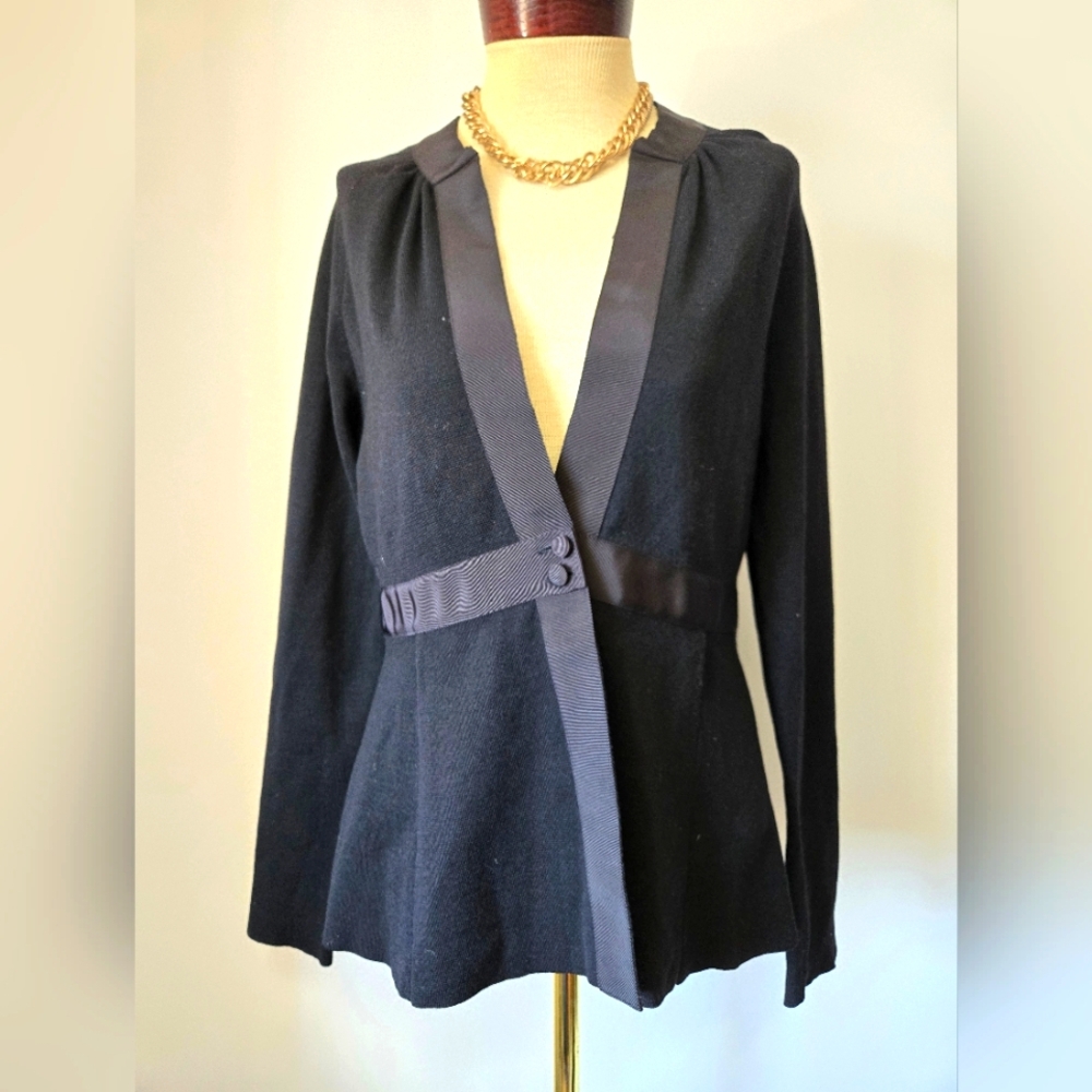 BROOKS BROTHERS 100% Merino Wool Black Sweater Jacket/ Blazer. Size Med